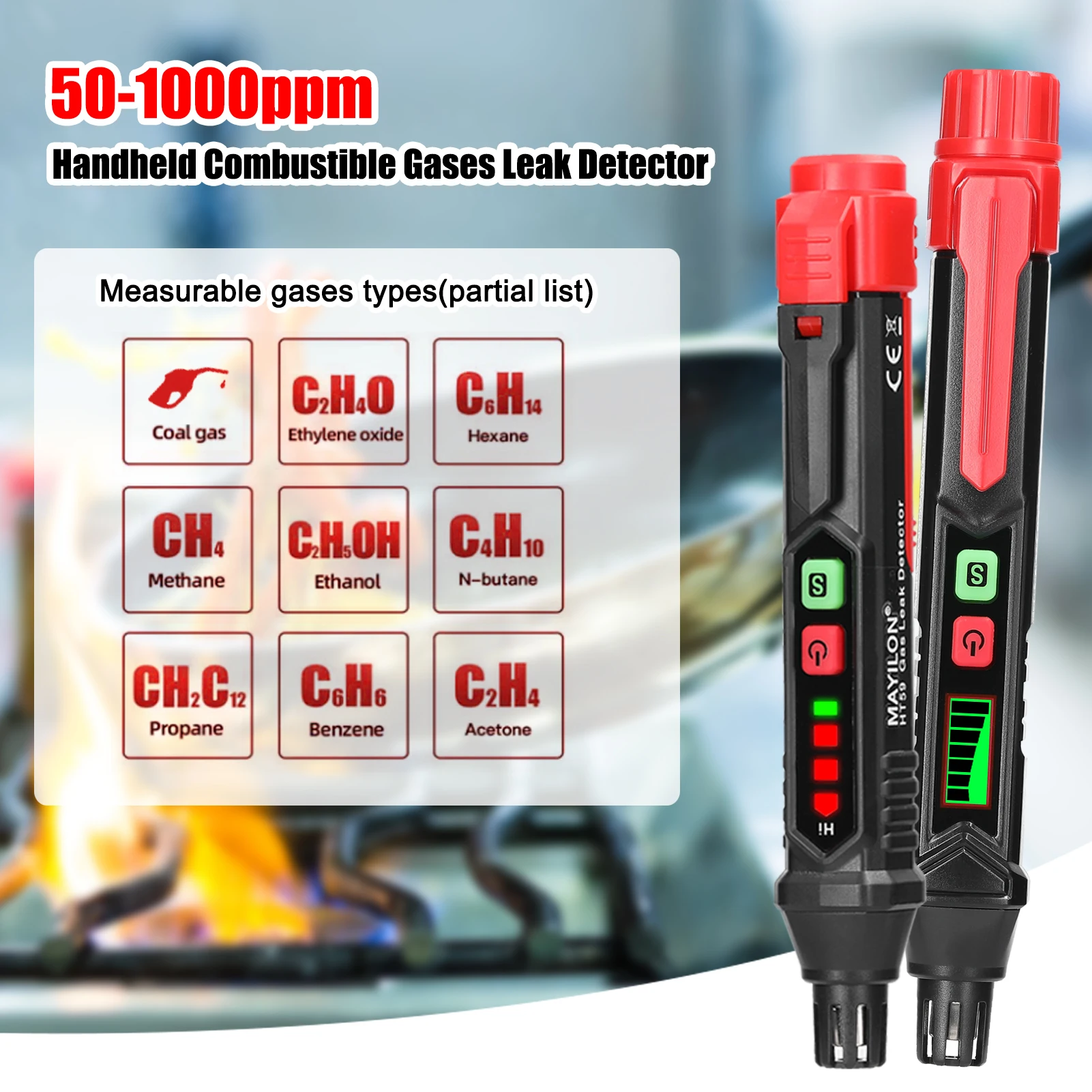 Combustible Gases Detector Gases Leak Detector Natural Gases Leakage Tester Portable PPM Meter Combustible Gases Analyzer Pen