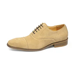 Luxury Cowhide Suede Man Dress Shoes Genuine Leather Handmade Quality Comfortable British Trend Elegant Wedding Dress Shoes Men