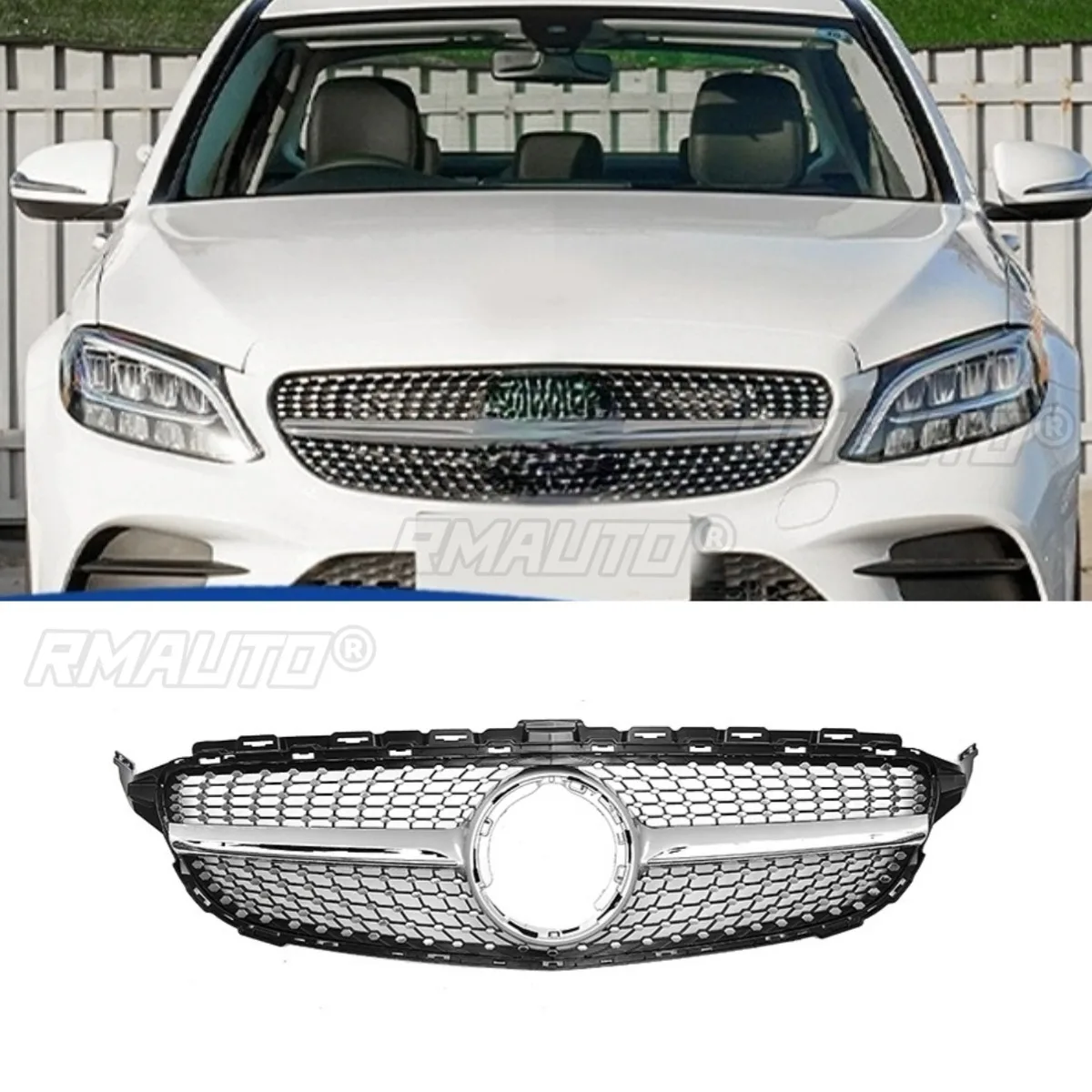 

Car Bumper Grill Decorative Strips Racing Grille Body Kit Front Bumper Grill For Mercedes Benz C-Class W205 2019-2021 Car Access