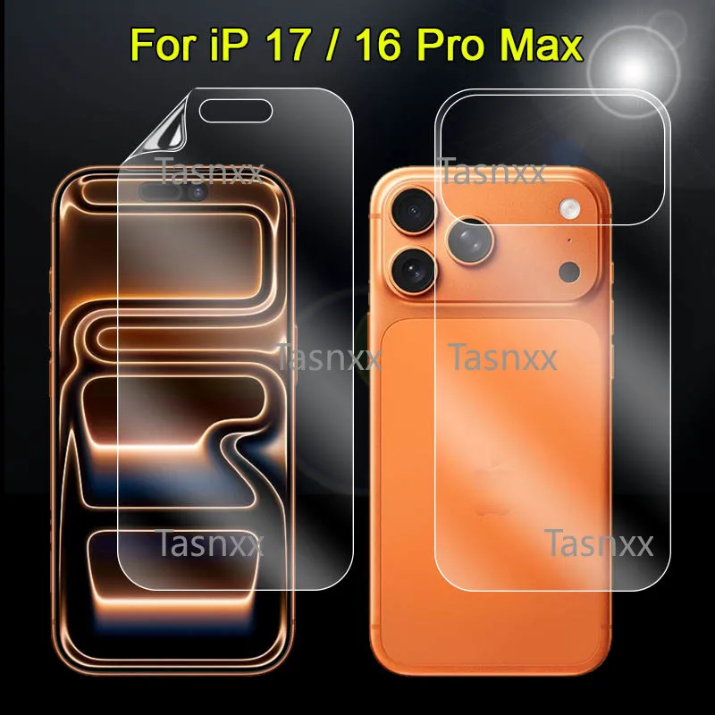 

Front + Back Soft TPU Film For iPhone 17 16 Pro Max Plus Air 16E Clear Anti Scratch Full Cover Screen Protector Skin -Not Glass