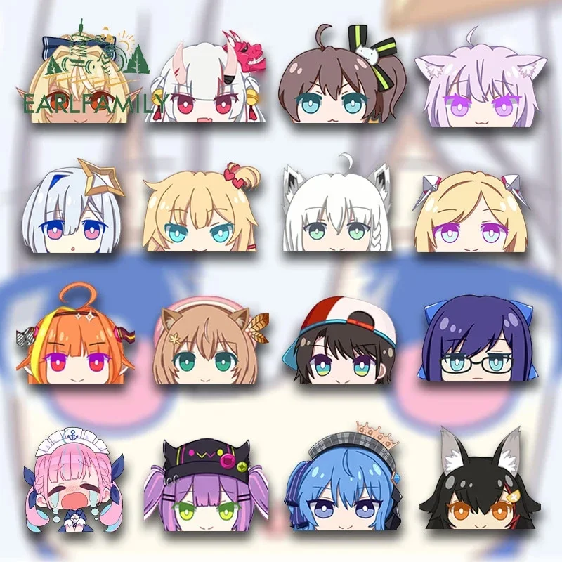 

EARLFAMILY 13cm Car Stickers for Hololive Nakiri Ayame Peeker Windows Motorcycle Car Accessories Decal Anime RV JDM Waterproof