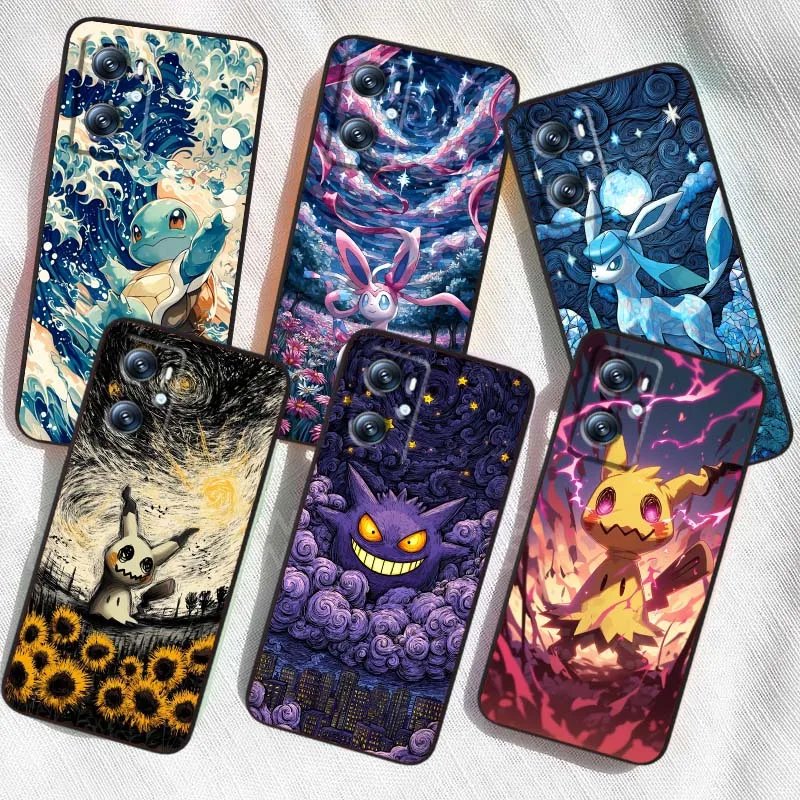 

P-Pokemons Cartoon Cute For OPPO Reno 7 A96 A40 A58 5 6 Realme GT A74 A78 Neo2 A74 A78 Find X5 X3 X7 X8 Black Phone Case
