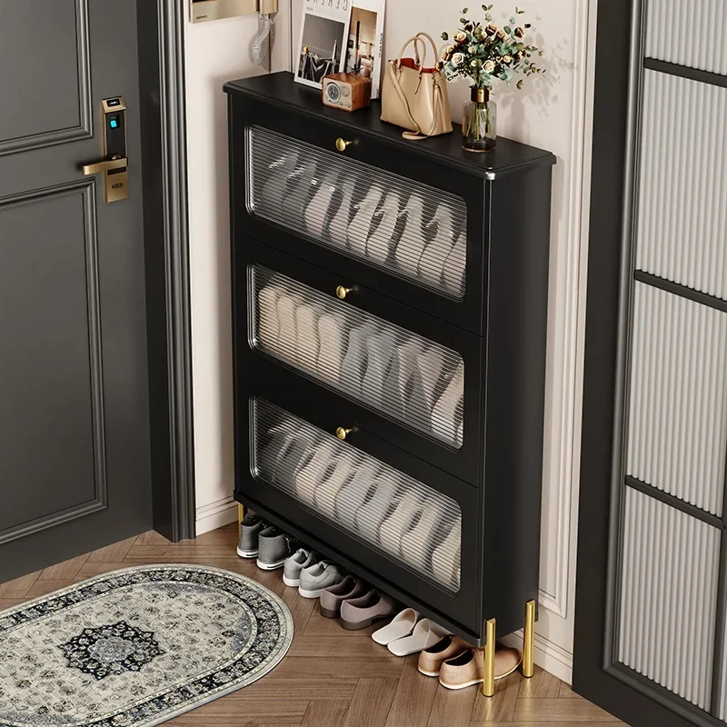 Dustproof Tipping Shoe Cabinet Indoor New Modern Simplify Shoe Cabinet Ultra Thin Black Organizador De Zapatos Home Furniture