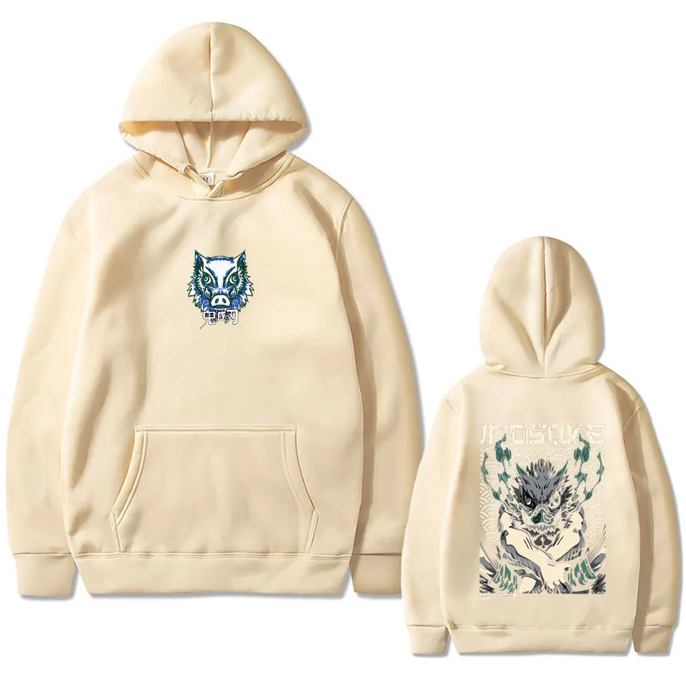 Anime Demon Slayer Hashibira Inosuke Hoodie Men Women Japanese Cartoon Casual Fleece Pullover Unisex Vintage Oversized Hoodies