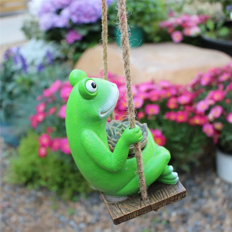 Hoge kwaliteit swingende kikker plantenpot bloempot hars kikker succulente plantenbak voor binnen buiten terras vensterbank tuin Dura
