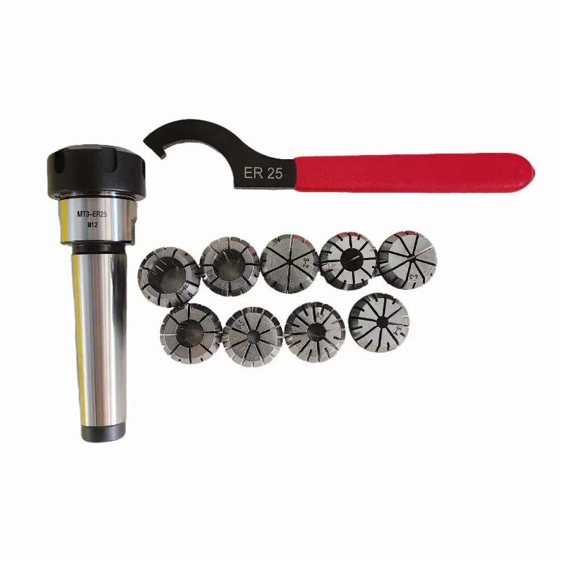 For Spring Chuck Set 3mm-16mm + Extension Rod MT3-ER25-M12 + 1 Wrench