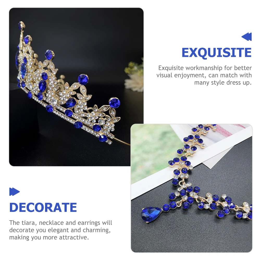 

1Set Crown Necklace Earrings Set Exquisite Wedding Accessories for Bride Banquet Photo Shoots Parties Wedding Jewelry for Bride