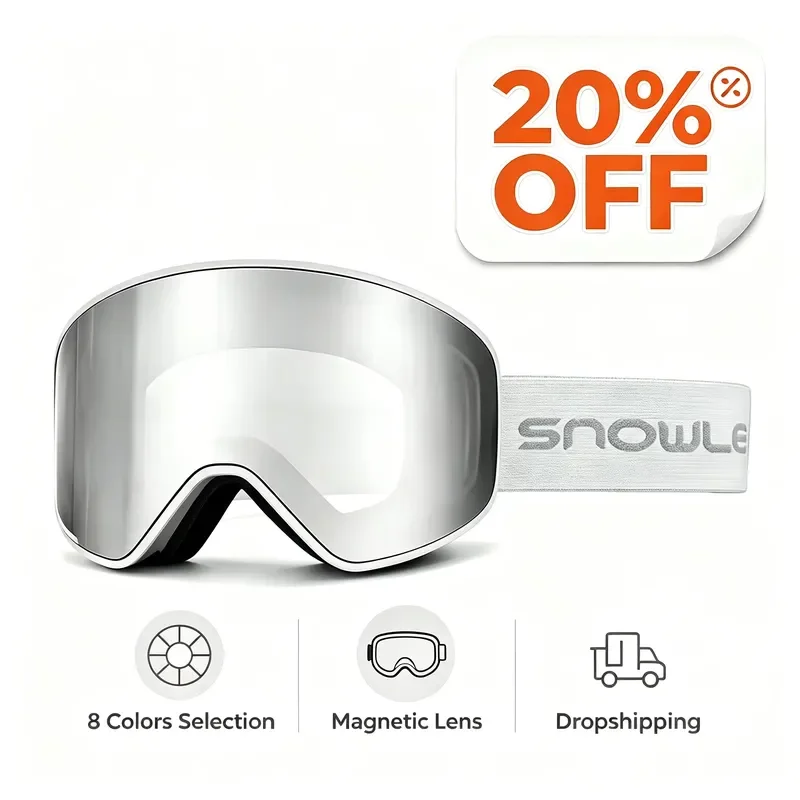 Magnetic Ski Snow Goggles TPU Full Frame Gradient Color Anti-fog Anti-Scratch Safety PC Lens for Snowboarding Snowmoblie