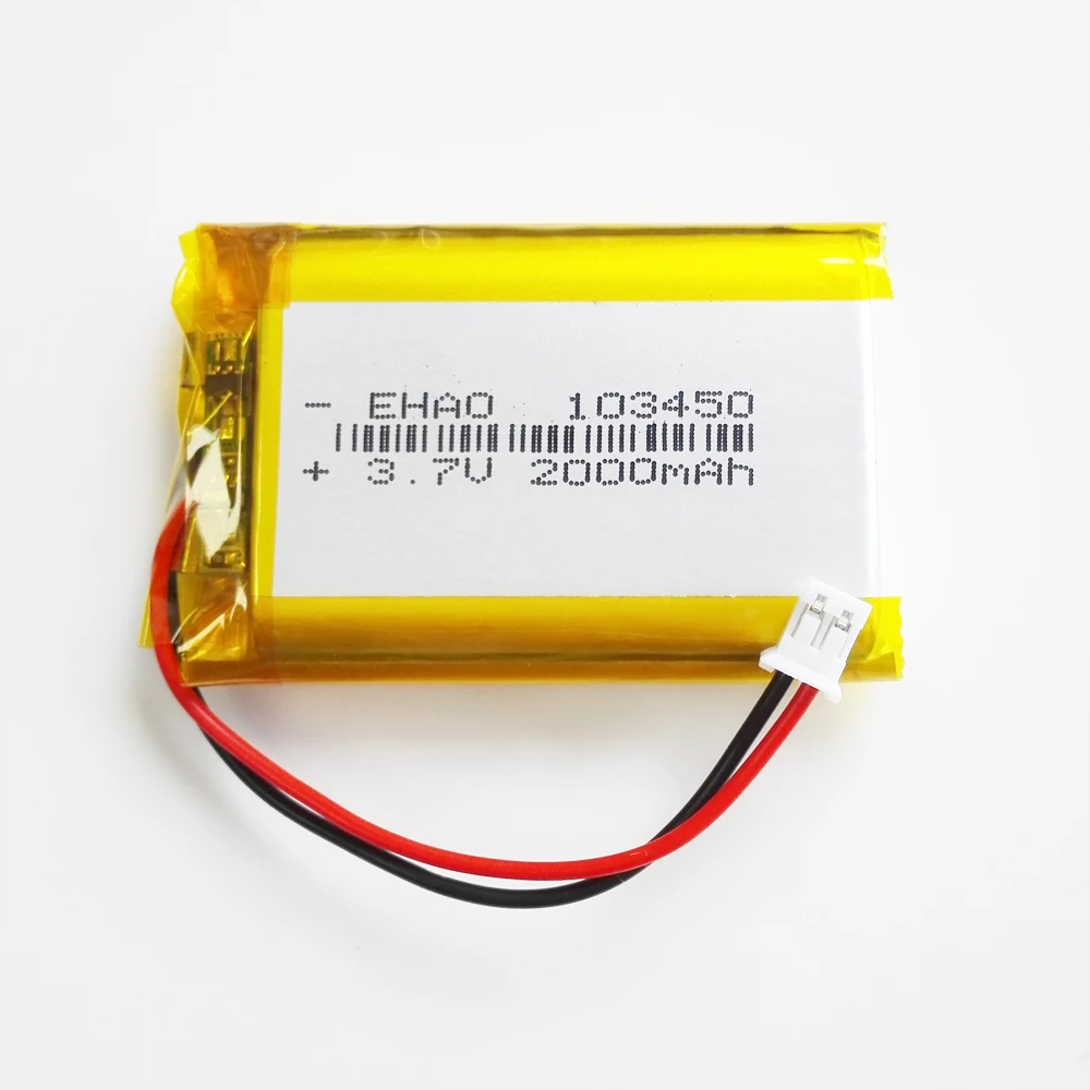 3.7V 2000mAh litowo-polimerowa LiPo akumulator + JST PH 2.0mm 2PIN wtyczka do DVD PAD kamera GPS głośnik laptop 103450