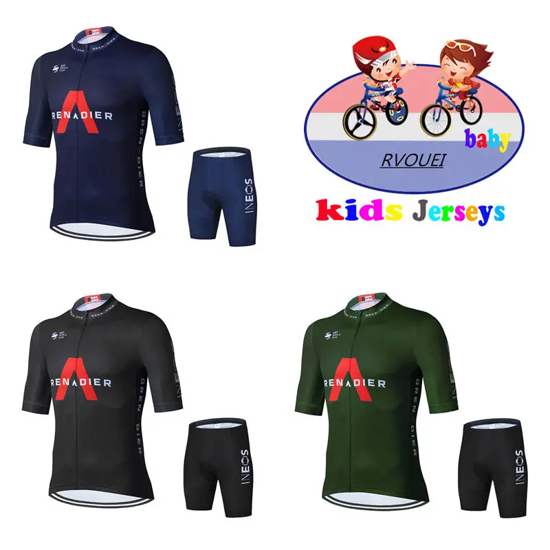 New Ineos Baby Kids Summer Color Stripes Breathable Cycling Jersey Short Set Sleeve Bicycle Boys MTB Wear Bike Clothes Ciclismo