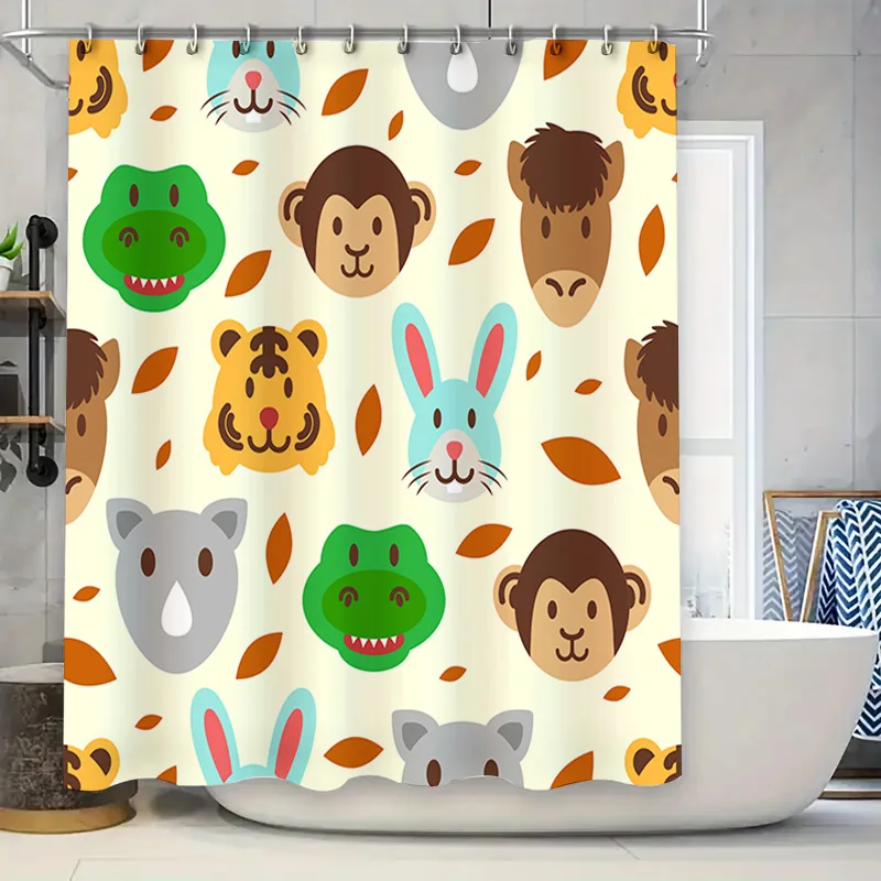 

Ткань для занавески для душа с животным узором, водонепроницаемый домашний декор, набор вкладышей для ванной комнаты для кухни, многоцветный (84x72 дюйма)