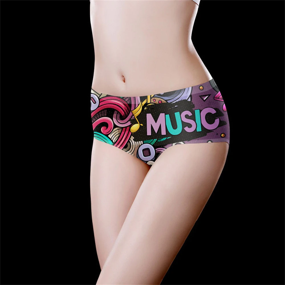 

1 шт., женское нижнее белье из ледяного шелка с принтом Samless, милые и милые треугольные брюки со средней талией для девочек, дышащие и телесные ощущения