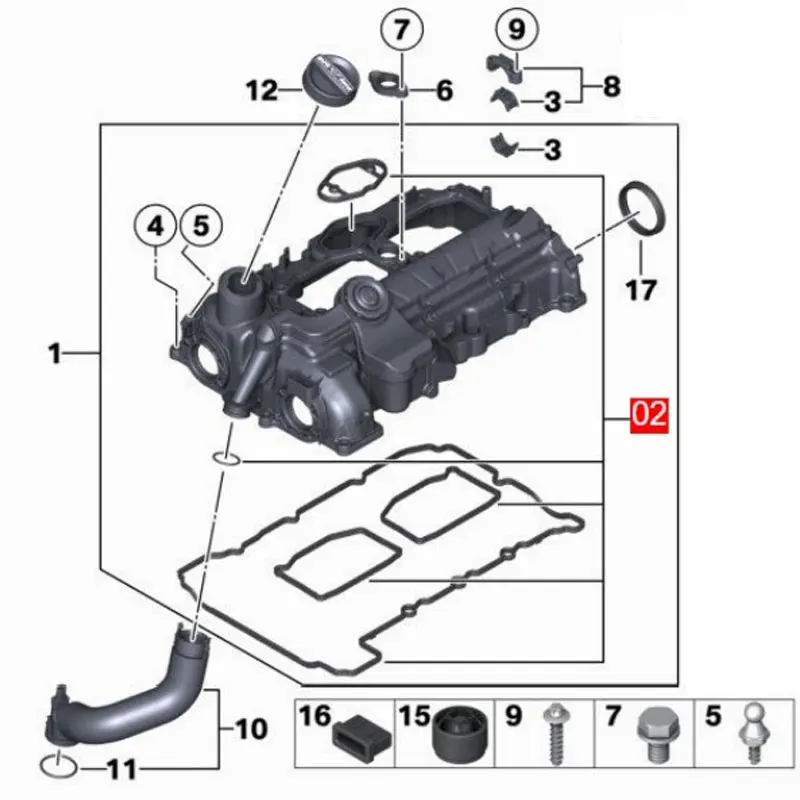 

Комплект прокладок для крышки клапана 11127588418 для BMW 320i 328i 428i 528i X1 X3 Z4 F10 F11 F25 X3 F20 F30 F31