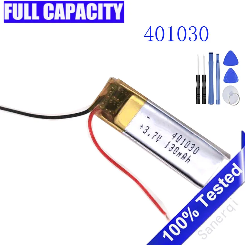 3.7V 130mAh 401030 Lithium Polymer Li-Po li ion Battery For MP3 MP4 MP5 GPS DVD tablet Bluetooth camera Lipo cell + Free tools
