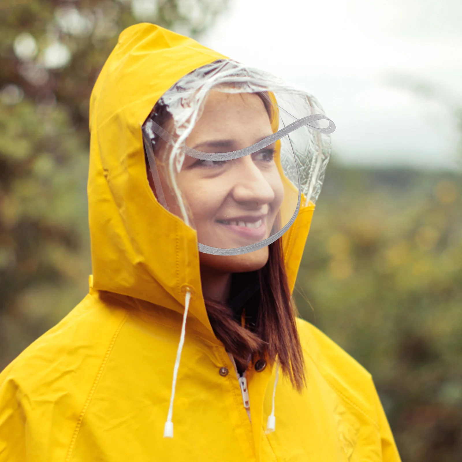 Proteção transparente dos máscaras faciais da borda à prova de chuva para o protetor de borda substituível de plástico do chapéu da capa de chuva