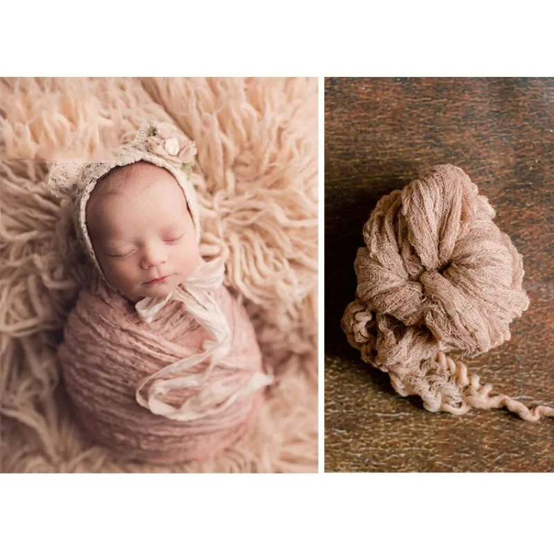 Bungkus Kain Kasa Melar - Selimut Lapisan Bertekstur untuk Alat Peraga Fotografi Bayi Baru Lahir, Bedong Pemotretan Profesional