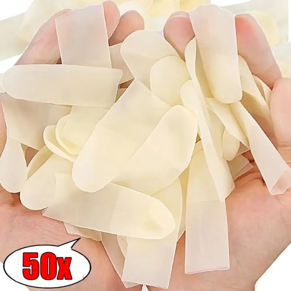 50Pcs Durable Disposable Finger Sleeve Frosted Non-slip Finger Protection Sleeve Ultra Thin Latex Gloves Outdoor Work