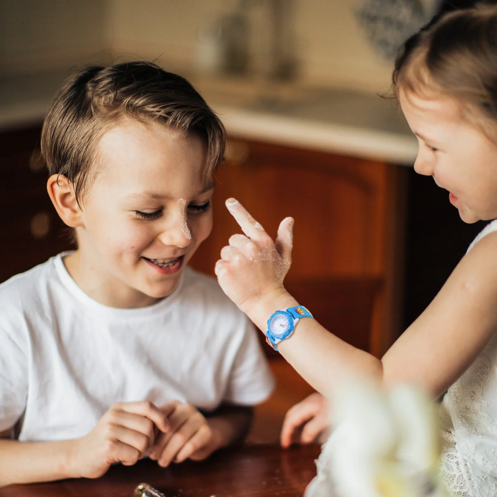 1pc Watch Blue 3D Ocean Animal Pattern Strap Light Design For Time Learning Wrist Decoration Adorable Watch