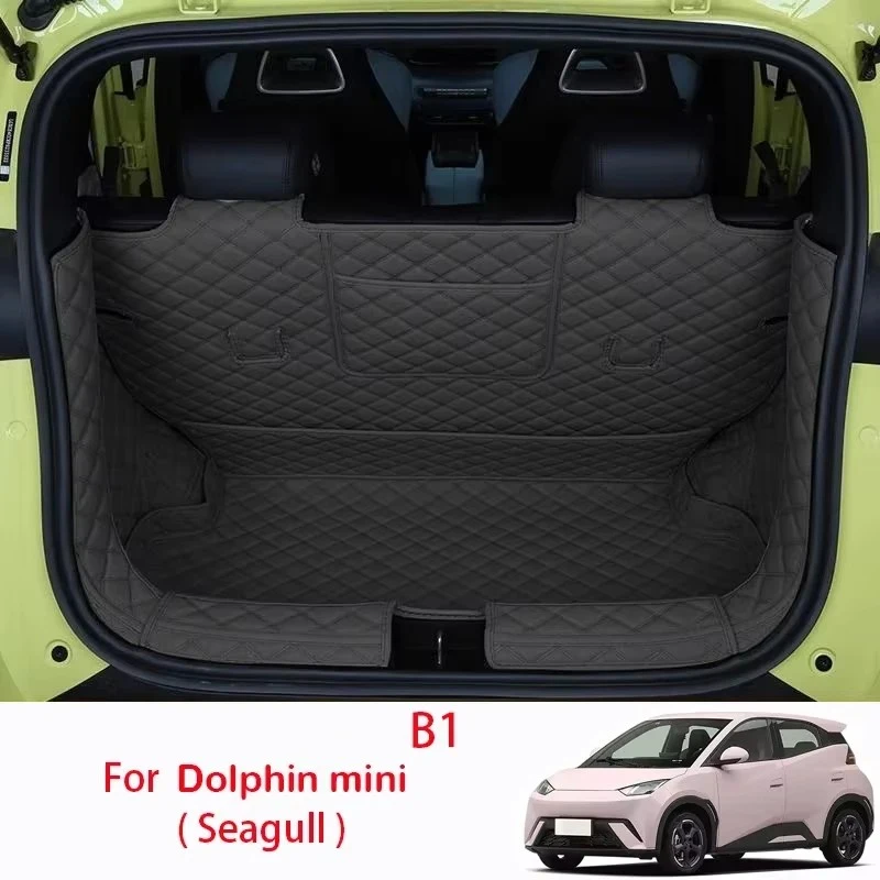 Full Coverage Leather Trunk Mat For BYD Dolphin Mini Seagull 2023-Present Boot Liner Tray Waterproof Mud Protector Cargo Carpet