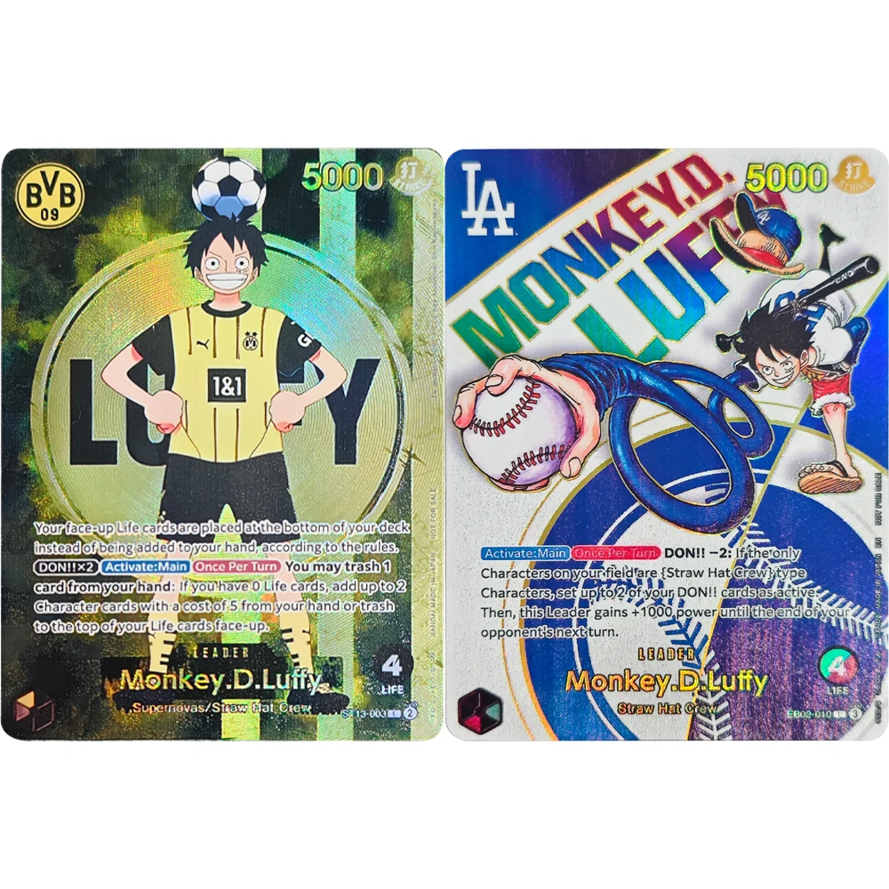 Anime OPCG Collection Card Soccer Promo Monkey.D.Luffy ST13 003 English Textured Refractive Color Flash Card Child Gift Toys