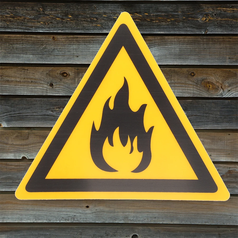 2pcs Warning Decal Fire Safety Sign Plastic Caution Sticker Adhesive Sign For Outdoor