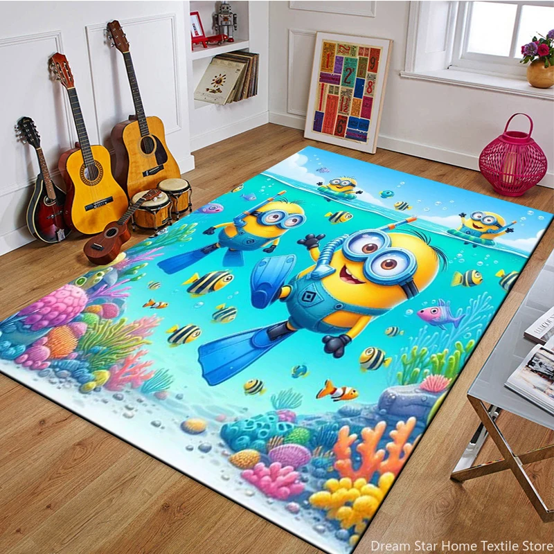 Kawaii Anime Minions Cartoon Carpets for Living Room Bedroom Home Decor,Kids Game Non-slip Decoration for Sofa Doormat Area Rug