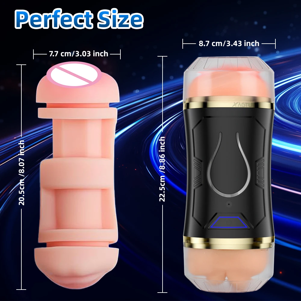 Dual Open-ended Masturbator for Men Vibrating Male Masturbation Silicone Simulation Vagina Blowjob Pocket Pussy Sex Toy for Men