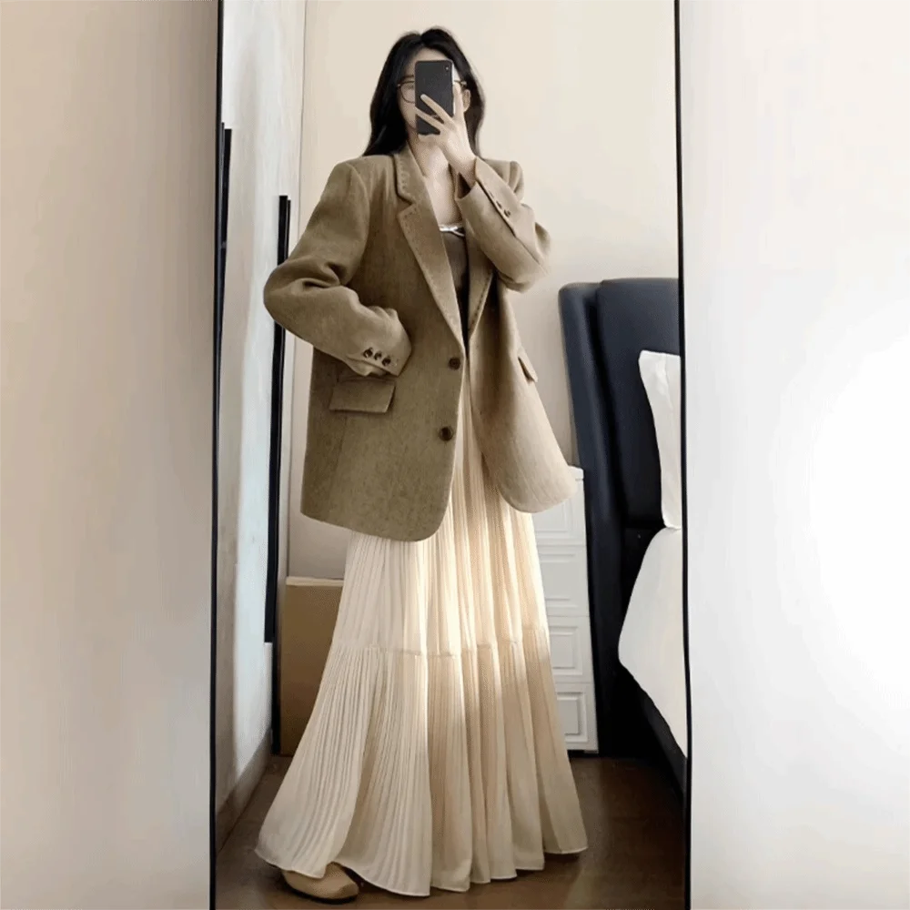 Fashion Polyester Long Midi Skirt Pleated Fabric Long Length Pleated Half Skirt High Waist Flowery Skirt Dress Daily