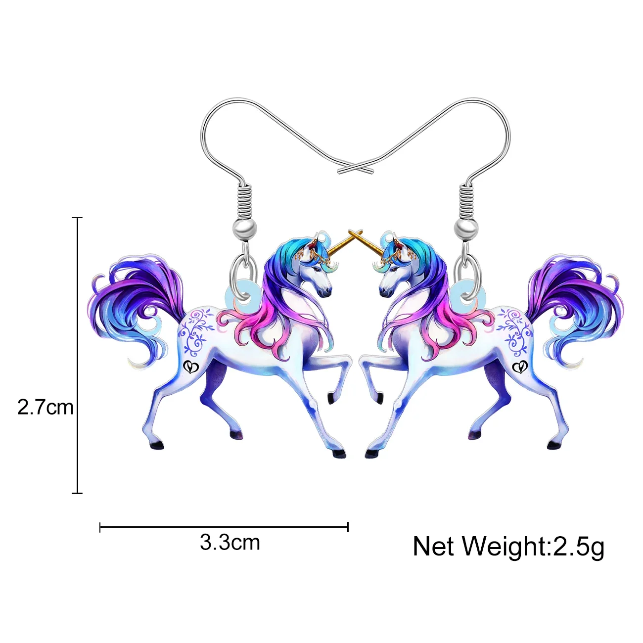 WEVENI Acrylic Anime Unicorn Horse Drop Dangle Earrings Novelty Animals Jewelry Charm Gifts For Women Girls Kids