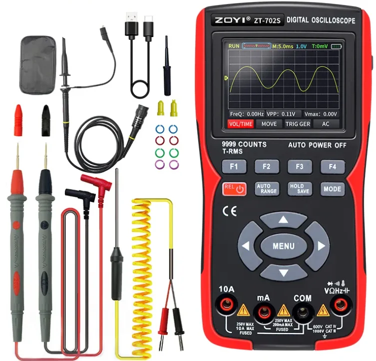 ZT-702S 2In1 Digital Oscilloscope Multimeter Real-time sampling rate 48MSa/s True RMS 1000V Professional Tester with 2.8