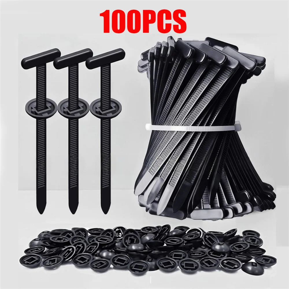 New 100Pcs Cable Tie Buckle Fixed Through The Core Nail Cable Tie Buckle Mudguard Fender Inner Lining Trunk Buckle Repair Car