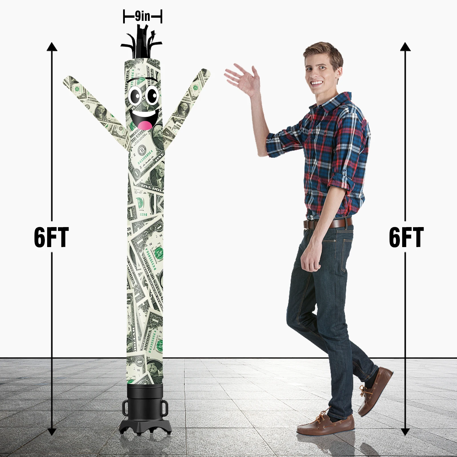 6/10/15/20FT Tall Inflatable Money Dancing Guy for Outdoor Decoration Advertising(Blower Not Included)