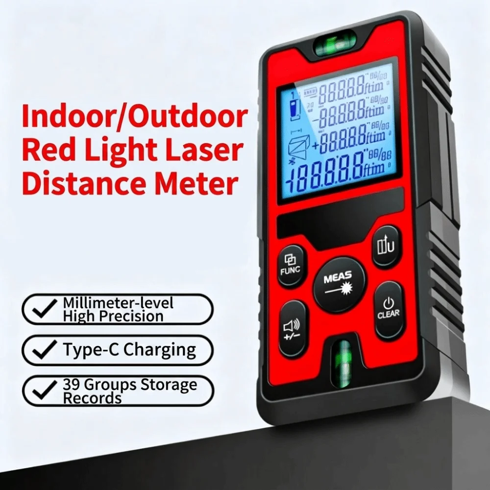 High Precision Laser Distance Meter 120m Professional Digital Laser Ruler Rechargeable Durable Laser Rangefinder