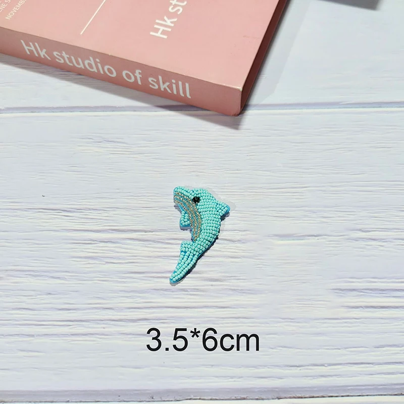 1 Piece Sew on Beaded Patch Cute Sea Turtle Seahorse Starfish Dolphin Jellyfish Patch for Garment DIY Decoration