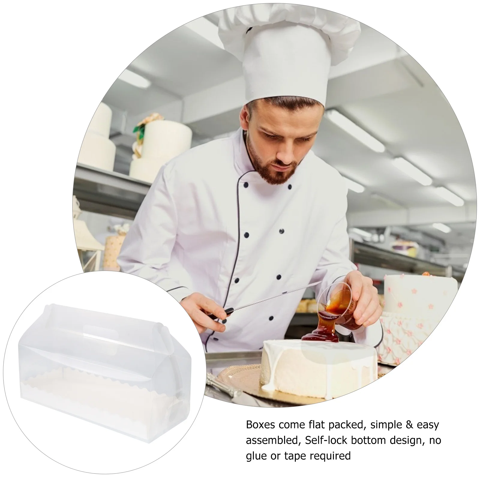 

6Pcs Handheld Cake Roll Box Transparent Dessert Holder Easy Assemble Portable for Party Favors Cake Roll Box Cupcake Container