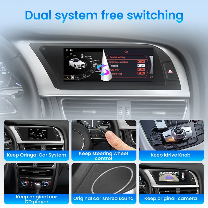 Junsun 4G WiFi inalámbrico CarPlay Andorid Auto Radio de coche para Audi A4 A4L B8 2009-2016 sistema inteligente estéreo GPS Navi Autoradio 6