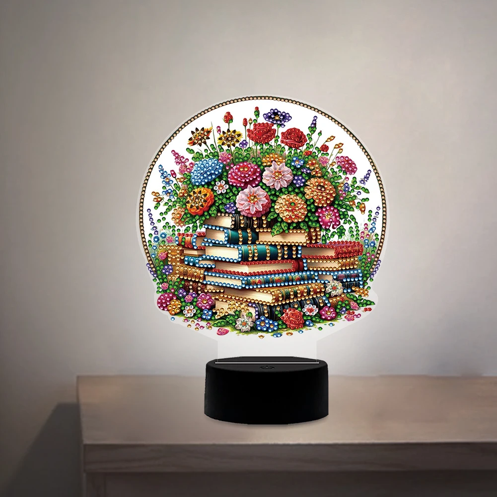 DIY الماس اللوحة LED مصباح مزدوج الوجهين الماس اللوحة أباجورة الفنون الحرف ديكور المنزل للهدايا ديكور غرفة نوم