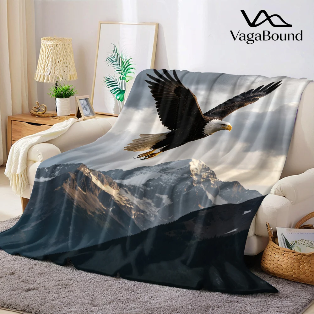 Majestic Eagle Sky Flannel Blanket Warm Soft Halloween Christmas All-Season Couch Decorative Cozy Warm Gift