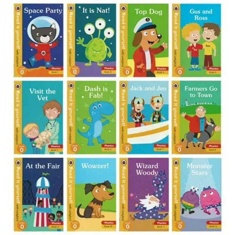 12 Books Ladybird Read it Yourself Level 0 English Picture Storybook Parent Child Reading Early Education