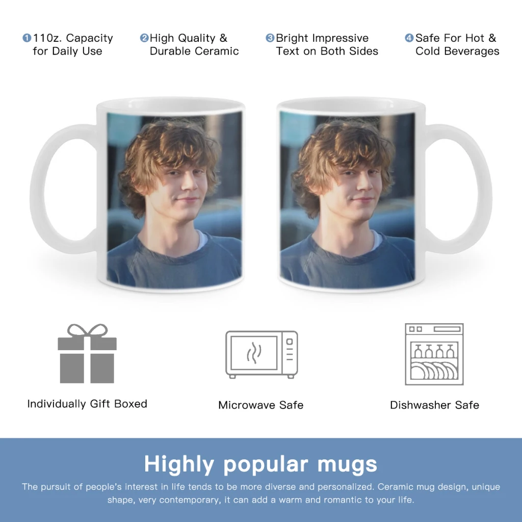 

Evan Peters Actor Free shipping Ceramic Cup Coffee Oatmeal Breakfast Cup Creative Personality Mug