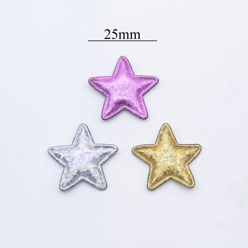 100Pcs 25mm Stars Padded Appliques for Clothes Patches DIY Craft Supplies Headwear Hairpin Decor Accessories Handmade Materials