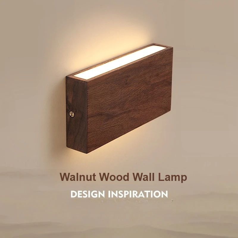 Nordic Vintage Walnut Wall Lamp Minimalist Style Bedroom Bedside wall light Living Room Foyer Corridor Decor Lighting Fixtures