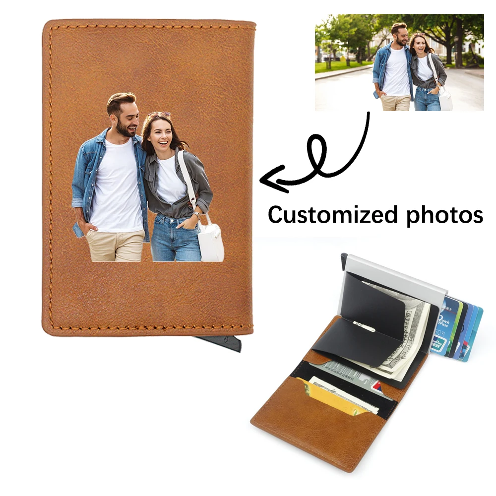 Personalised Customized Photos Rfid Credit Card Holder Men Wallets Bank Cardholder Case Small Slim Thin Women Mini Wallet