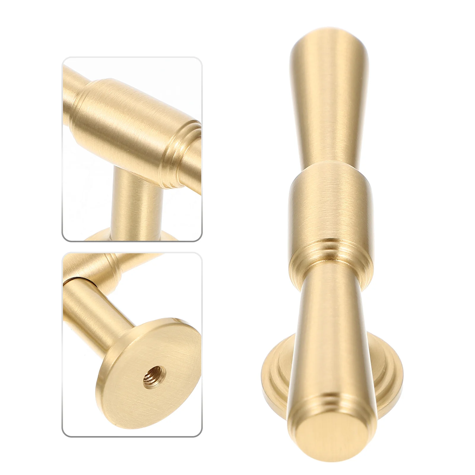 

2Pcs Golden T Bar Pull Handles Solid Brass Drawer Pulls No Sharp Edges Cabinet Handles for Dresser Cupboard Furniture Decor