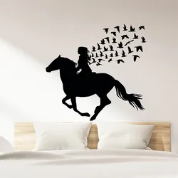 Girl knight horse animal bird vinyl wall sticker home decoration living room kids bedroom room art decoration sticker mural C25