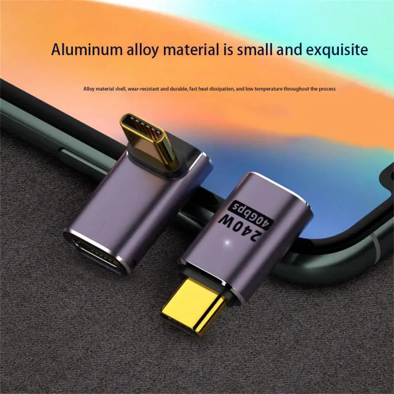 1pc Usb C Adapter With 100w 10/40gbps Data Transfer Adapter 90 Degree Right Angle Connector For Laptop/tablet/phone And More