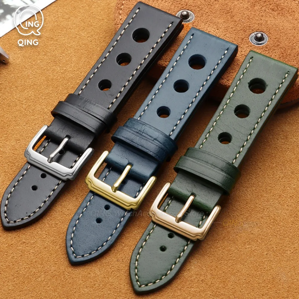 20mm 22mm Oil Wax Leather Watches Band for Samsung Galaxy 7 6 5 Porous Calfskin Strap for Huawei Watch Gt5 for Panerai for Seiko