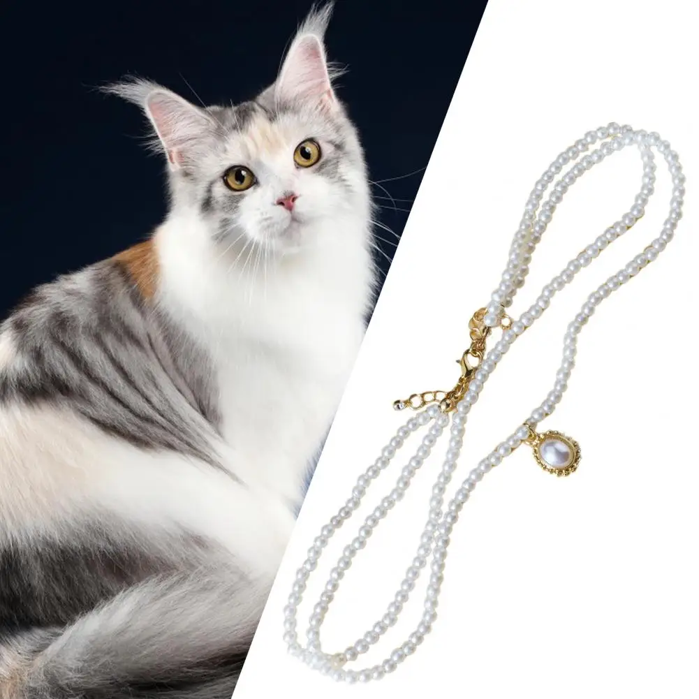 Pet Necklace  Multipurpose   Pet Neck Collar Small Cat Neck Chain Pet Artificial Pearl Necklace