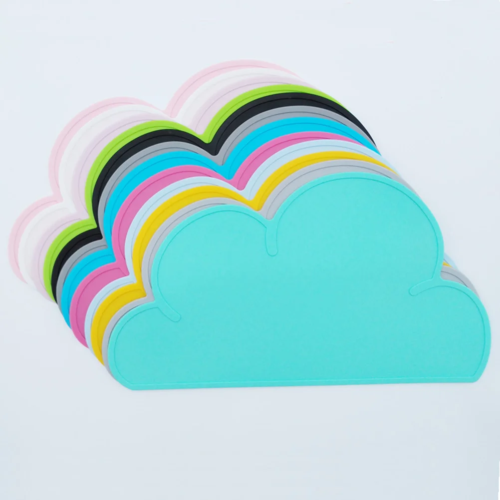 

2Pcs Shaped Anti-Slip Placemat Silicone Heat Insulation Table Mat Bowl Pot Plate Mat Pet Dining Pad White Pink