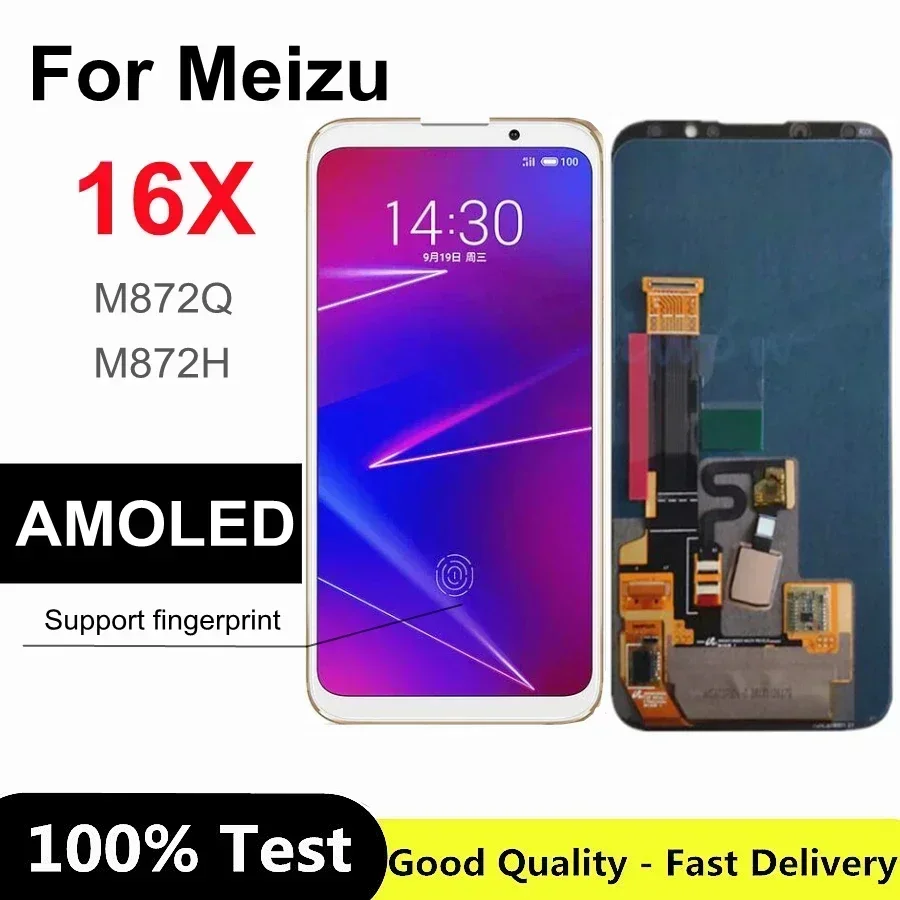 AMOLED For Meizu 16X LCD Display Touch Screen Digitizer Panel Super M872Q, M872H, Global Version, Snapdragon